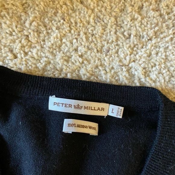 Peter Millar Men’s Black Merino Wool Autumn Crest V-Neck Size L - Picture 6 of 7